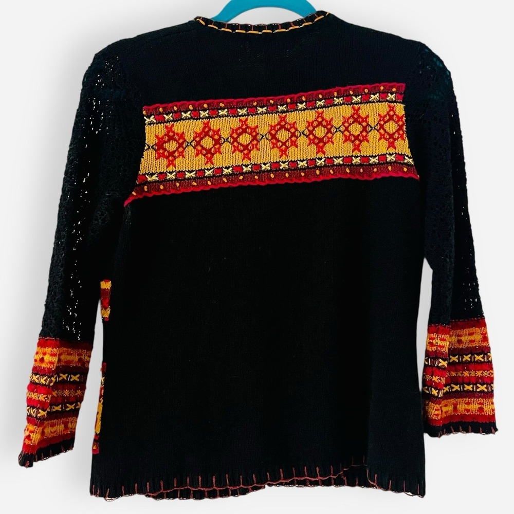 Vintage‎ Susan Bristol Sweater Cardigan Petites S Floral Embroidered 3/4 Sleeve - Picture 4 of 11